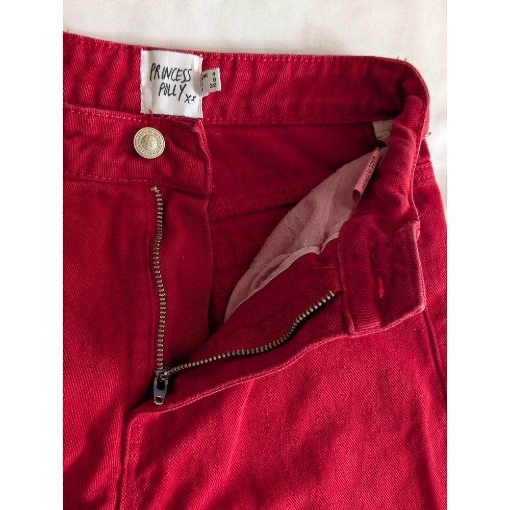 Princess Polly XX Red Wide Leg High Waisted Denim Jeans Juniors Womens Size 0 - Picture 5 of 16